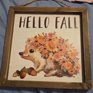 🟠3 For $10 🦔Hello Fall Hedgehog Wall Art🦔